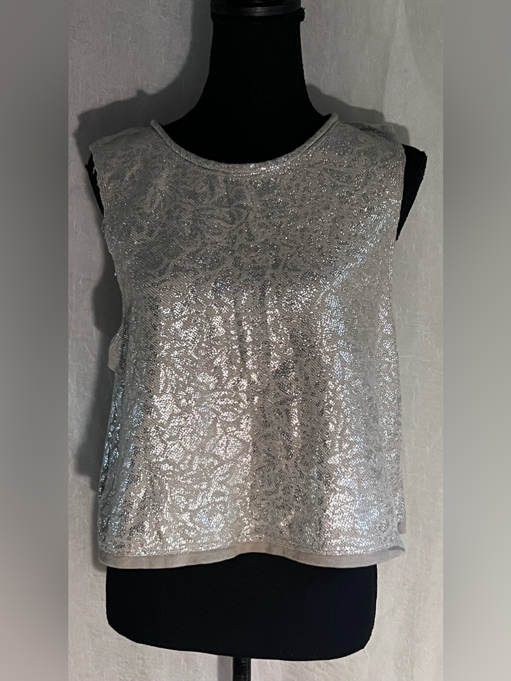 Free People Silver & tan Metallic Tank Top